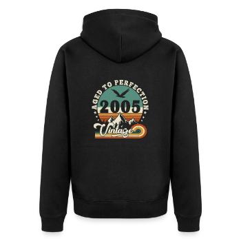 Aged to perfection 2006 Retro -Edition 2025. - Unisex Premium Organic Zip Hoodie - black - Back - Nico (187cm)