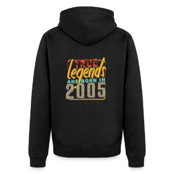 Wahre Legenden werden im Jahr 2005 geboren Vintage Geburtstag - Unisex Premium Bio Zip Hoodie - Schwarz - Hinten - Nico (187cm)