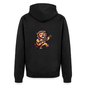 löwe gitarre - Unisex Premium Bio Zip Hoodie - Schwarz - Hinten - Nico (187cm)