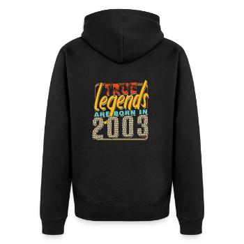 Wahre Legenden werden im Jahr 2003 geboren Vintage Geburtstag - Unisex Premium Bio Zip Hoodie - Schwarz - Hinten - Nico (187cm)