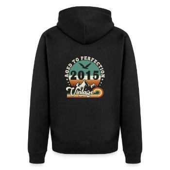 Aged to perfection 2016 Retro -Edition 2025. - Unisex Premium Organic Zip Hoodie - black - Back - Nico (187cm)