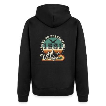 1992 Vintage Retro Anniversary 1992.Edition 2025. - Unisex Premium Organic Zip Hoodie - black - Back - Nico (187cm)