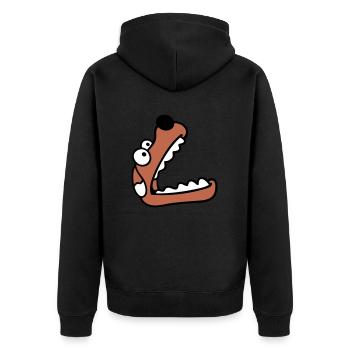 Hund Großes Maul Schnauze Hunger Guckt Nach Oben - Unisex Premium Bio Zip Hoodie - Schwarz - Hinten - Nico (187cm)