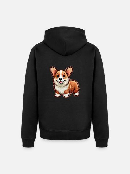 Corgi - Unisex Premium Organic Zip Hoodie - black
