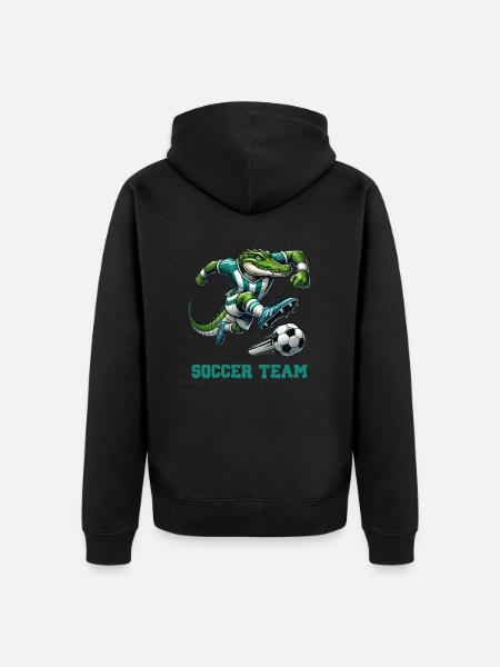 Crocodile Soccer Soccer - Unisex Premium Organic Zip Hoodie - black