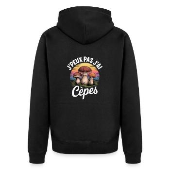 I Can't I Have Steinpilze – Humor für Verliebte - Unisex Premium Bio Zip Hoodie - Schwarz - Hinten - Nico (187cm)