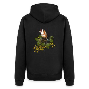 Bunter Vogel - Unisex Premium Bio Zip Hoodie - Schwarz - Hinten - Nico (187cm)