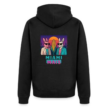 Miami Mais - Unisex Premium Bio Zip Hoodie - Schwarz - Hinten - Nico (187cm)
