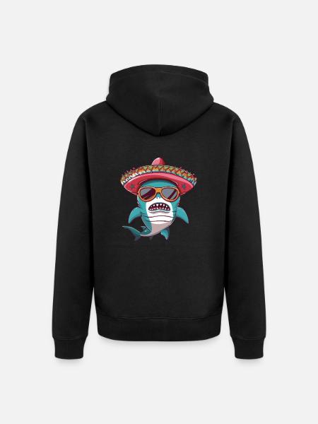 Hai Comic Lustig Sombrero - Unisex Premium Bio Zip Hoodie - Schwarz