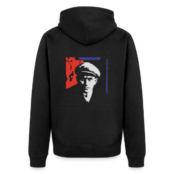 majakovskij1_3c_ge - Unisex Premium Bio Zip Hoodie - Schwarz - Hinten - Nico (187cm)