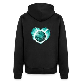 techno hard beats discokugel partypeople disco - Unisex Premium Bio Zip Hoodie - Schwarz - Hinten - Nico (187cm)