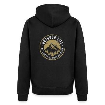 Mountain Sports Hiking Adventure Nature. Funny sayings - Unisex Premium Organic Zip Hoodie - black - Back - Nico (187cm)