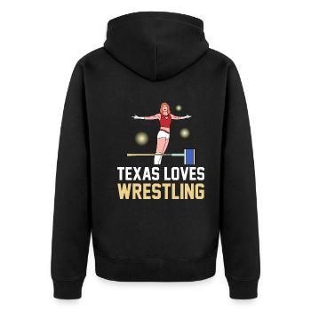 Texas wrestling design for proud Texas fans - Unisex Premium Organic Zip Hoodie - black - Back - Nico (187cm)