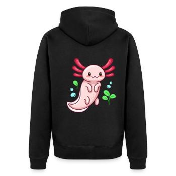 White Albino Axolotl Design for Axolotl Lovers - Unisex Premium Organic Zip Hoodie - black - Back - Nico (187cm)