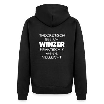 Theoretisch Winzer - Unisex Premium Bio Zip Hoodie - Schwarz - Hinten - Nico (187cm)