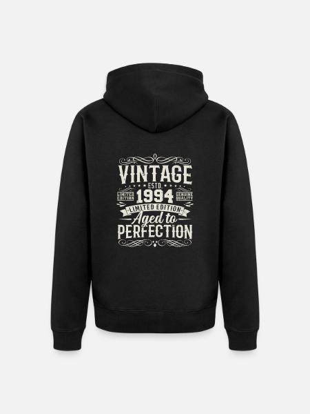 Vintage 1994 Jahrgang Geburtstag Retro Geschenk - Premium økologisk unisex-hættejakke - sort
