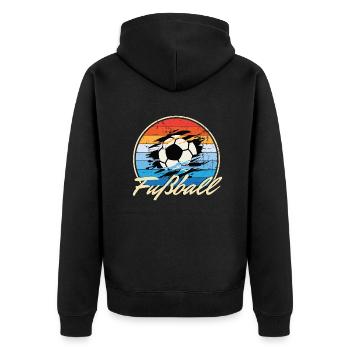 Fußball Vintage Retro Style Geburtstags Geschenk - Unisex Premium Bio Zip Hoodie - Schwarz - Hinten - Nico (187cm)