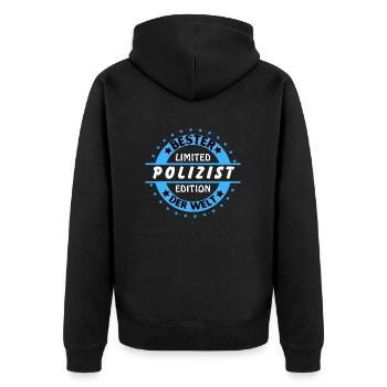Best cop in the world - Unisex Premium Organic Zip Hoodie - black - Back - Nico (187cm)