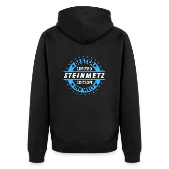 Bester Steinmetz der Welt - Unisex Premium Bio Zip Hoodie - Schwarz - Hinten - Nico (187cm)