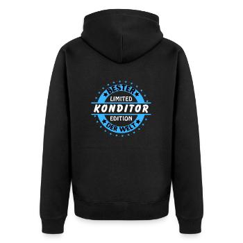 Bester Konditor der Welt - Unisex Premium Bio Zip Hoodie - Schwarz - Hinten - Nico (187cm)