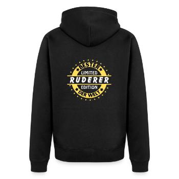 Bester Ruderer der Welt - Unisex Premium Bio Zip Hoodie - Schwarz - Hinten - Nico (187cm)