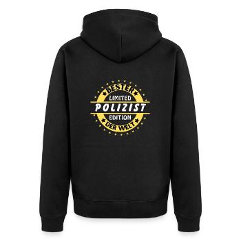 Best cop in the world - Unisex Premium Organic Zip Hoodie - black - Back - Nico (187cm)