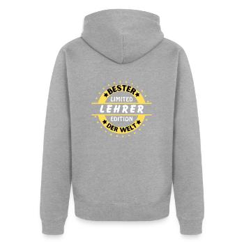 Bester Lehrer der Welt - Unisex Premium Bio Zip Hoodie - Grau meliert - Hinten - Nico (187cm)