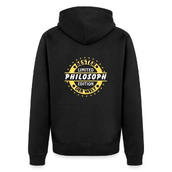 Best philosopher in the world - Unisex Premium Organic Zip Hoodie - black - Back - Nico (187cm)
