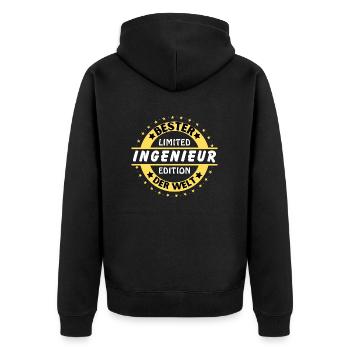 Bester Ingenieur der Welt - Unisex Premium Bio Zip Hoodie - Schwarz - Hinten - Nico (187cm)