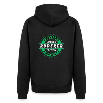 Bester Ruderer der Welt - Unisex Premium Bio Zip Hoodie - Schwarz - Hinten - Nico (187cm)
