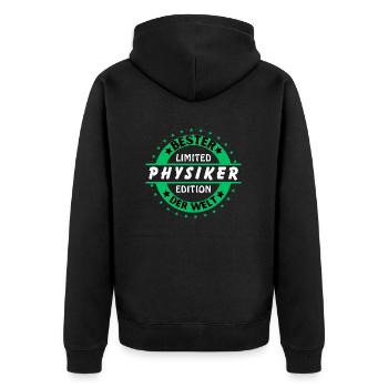 Bester Physiker der Welt - Unisex Premium Bio Zip Hoodie - Schwarz - Hinten - Nico (187cm)