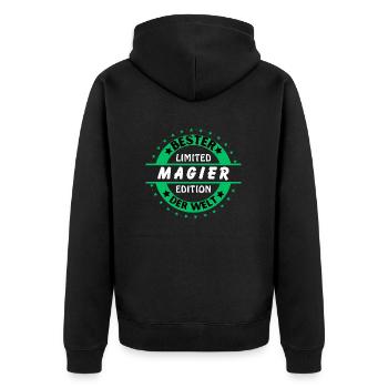 Bester Magier der Welt - Unisex Premium Bio Zip Hoodie - Schwarz - Hinten - Nico (187cm)