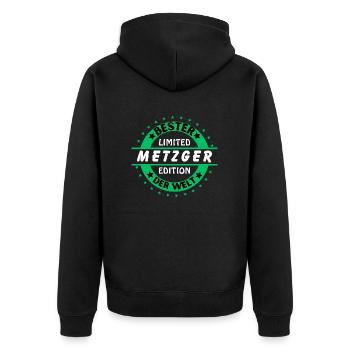 Bester Metzger der Welt - Unisex Premium Bio Zip Hoodie - Schwarz - Hinten - Nico (187cm)