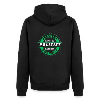 Best cop in the world - Unisex Premium Organic Zip Hoodie - black - Back - Nico (187cm)