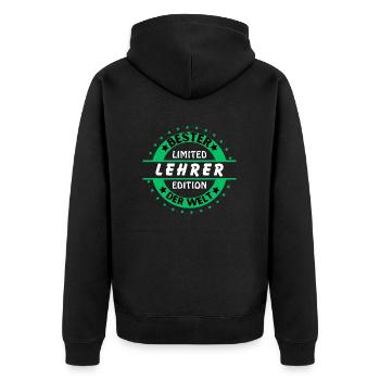 Bester Lehrer der Welt - Unisex Premium Bio Zip Hoodie - Schwarz - Hinten - Nico (187cm)
