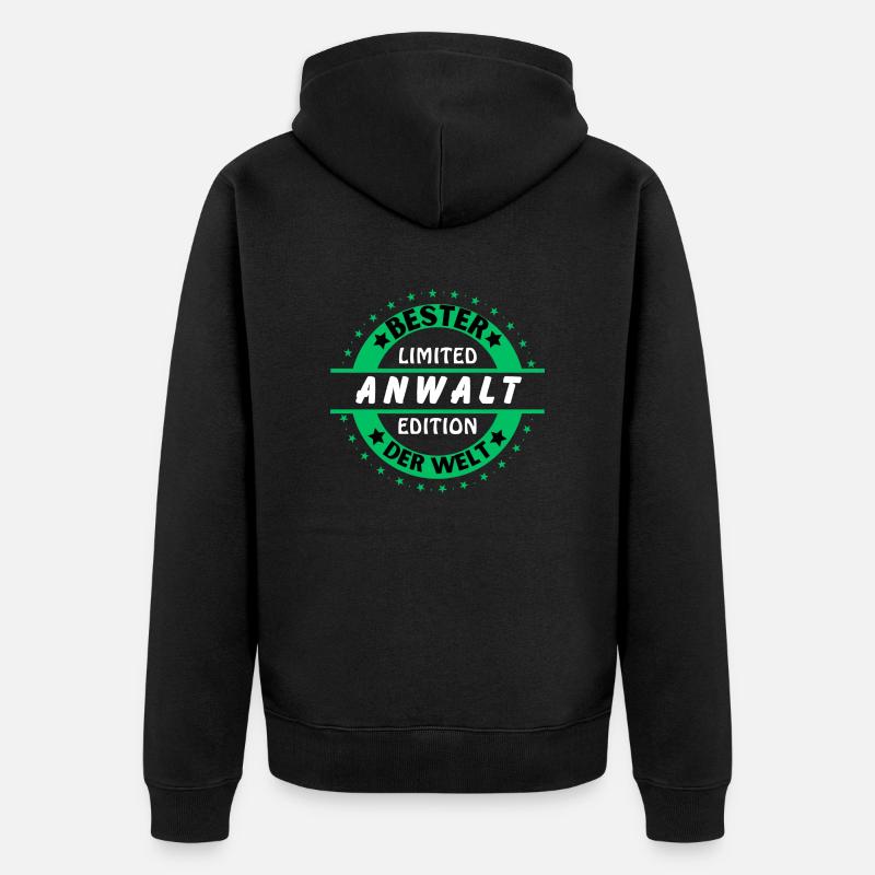 Bester Anwalt der Welt - Unisex Premium Bio Zip Hoodie - Schwarz