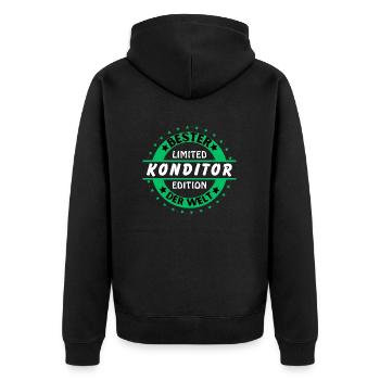 Bester Konditor der Welt - Unisex Premium Bio Zip Hoodie - Schwarz - Hinten - Nico (187cm)