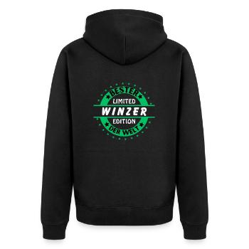 Bester Winzer der Welt - Unisex Premium Bio Zip Hoodie - Schwarz - Hinten - Nico (187cm)