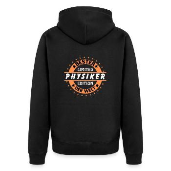 Bester Physiker der Welt - Unisex Premium Bio Zip Hoodie - Schwarz - Hinten - Nico (187cm)