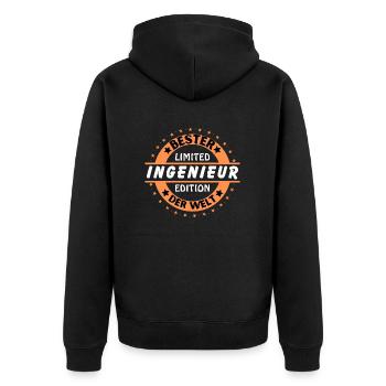 Bester Ingenieur der Welt - Unisex Premium Bio Zip Hoodie - Schwarz - Hinten - Nico (187cm)