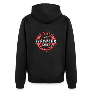 Bester Tischler der Welt - Unisex Premium Bio Zip Hoodie - Schwarz - Hinten - Nico (187cm)