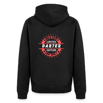 Best Darter in the World - Unisex Premium Organic Zip Hoodie - black - Back - Nico (187cm)