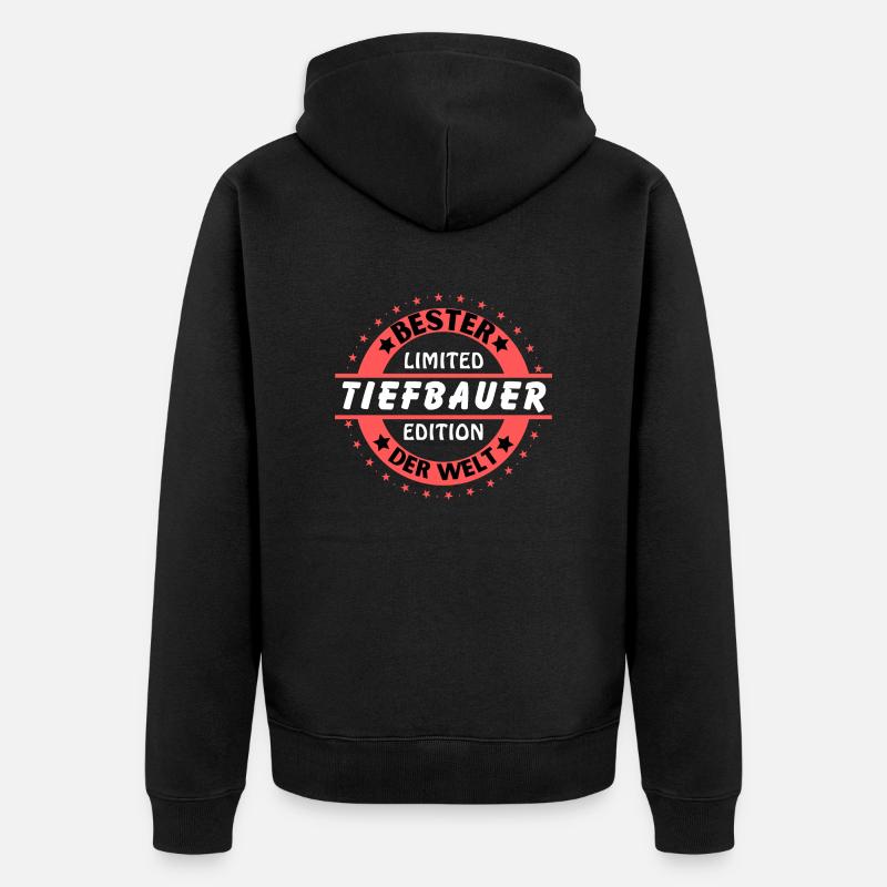 Bester Tiefbauer der Welt - Unisex Premium Bio Zip Hoodie - Schwarz