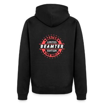 Bester Beamter der Welt - Unisex Premium Bio Zip Hoodie - Schwarz - Hinten - Nico (187cm)