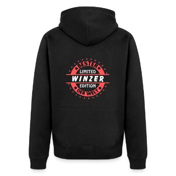 Bester Winzer der Welt - Unisex Premium Bio Zip Hoodie - Schwarz - Hinten - Nico (187cm)