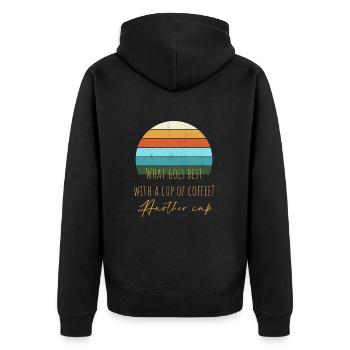 sunset coffee 3 - Unisex Premium Bio Zip Hoodie - Schwarz - Hinten - Nico (187cm)