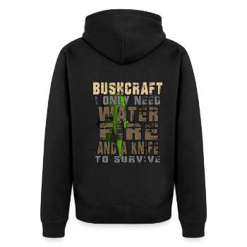 bushcraft feuerstahl vs wild camping survival - Unisex Premium Bio Zip Hoodie - Schwarz - Hinten - Nico (187cm)