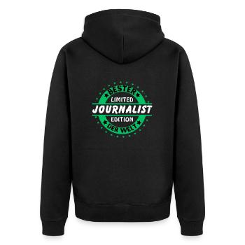 Best journalist in the world - Unisex Premium Organic Zip Hoodie - black - Back - Nico (187cm)
