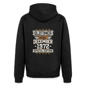 December Year 1972 Year of construction Oldtimer Birthday - Unisex Premium Organic Zip Hoodie - black - Back - Nico (187cm)