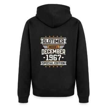 Décembre Année 1967 Année de construction Oldtimer Anniversaire - Veste à capuche bio Premium Unisexe - noir - Dos - Nico (187cm)
